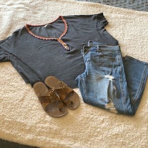 Free People Thermal short sleeve dolman tee